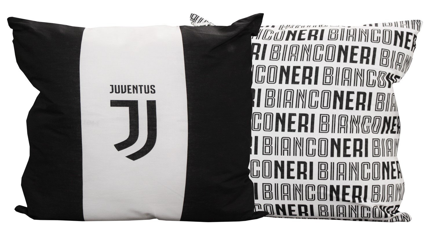 Juventus CUSCINO ARREDO cm 40 x 40 CAMERETTA UFFICIALE FC NUOVO LOGO JJ BIANCO NERO (BIANCO)