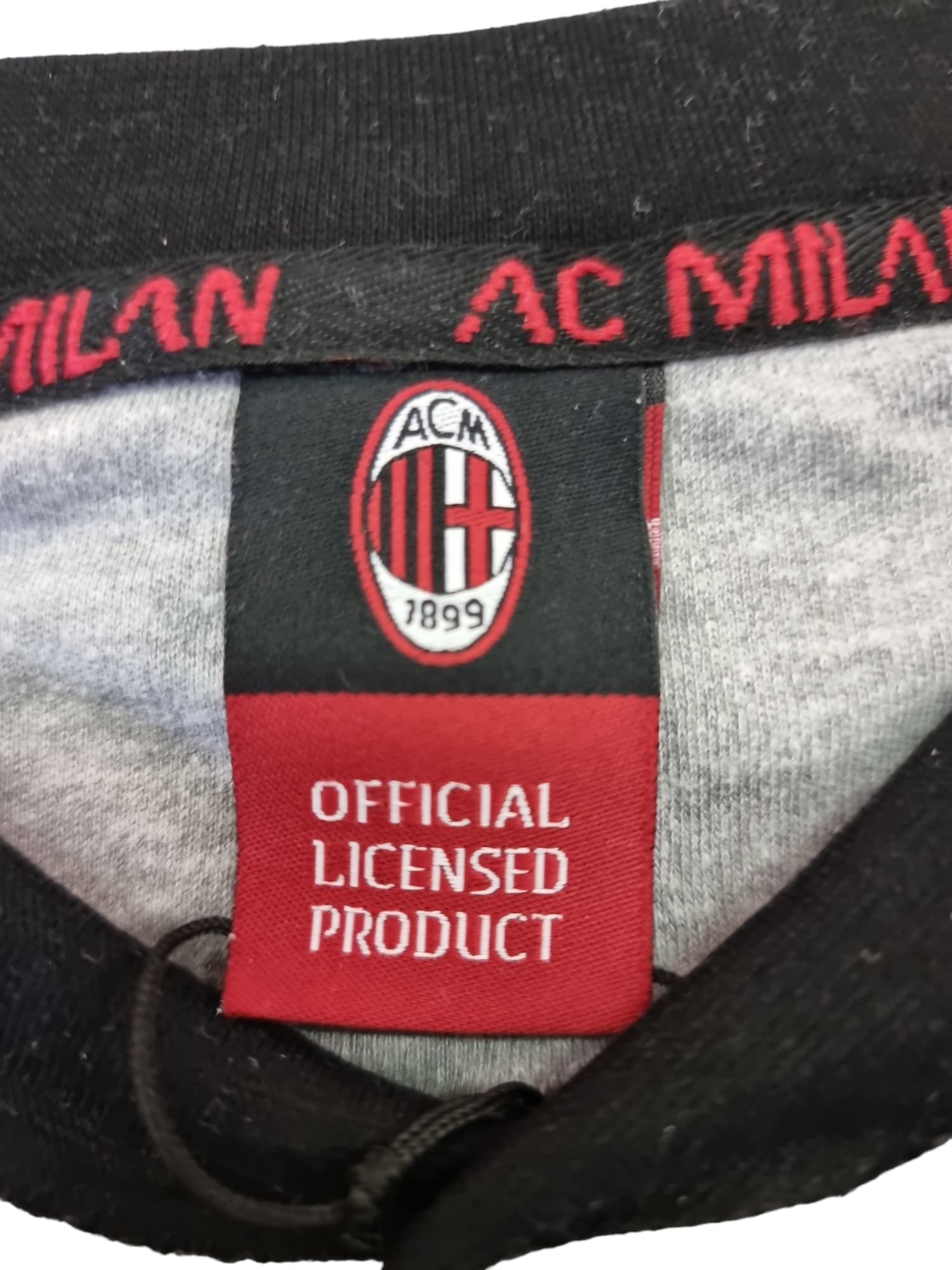 Milan Pigiama Junior Homewear Football Prodotto Ufficiale Interlock 100% Cotone Caldo Pigiama Serafino Manica Lunga e Pantalone 