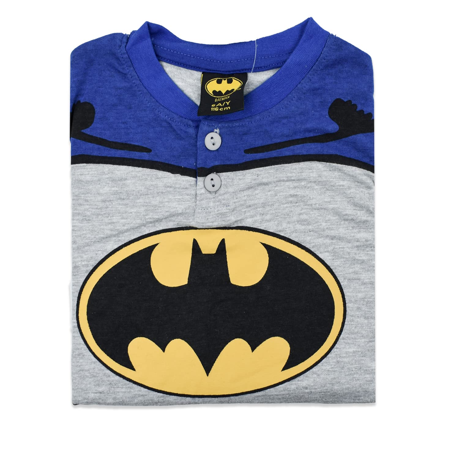 Sabor Batman Pigiama Lungo Bambino | Jersey di Cotone | Blu Avio O Grigio Melange (6 Anni, Grigio Melange)
