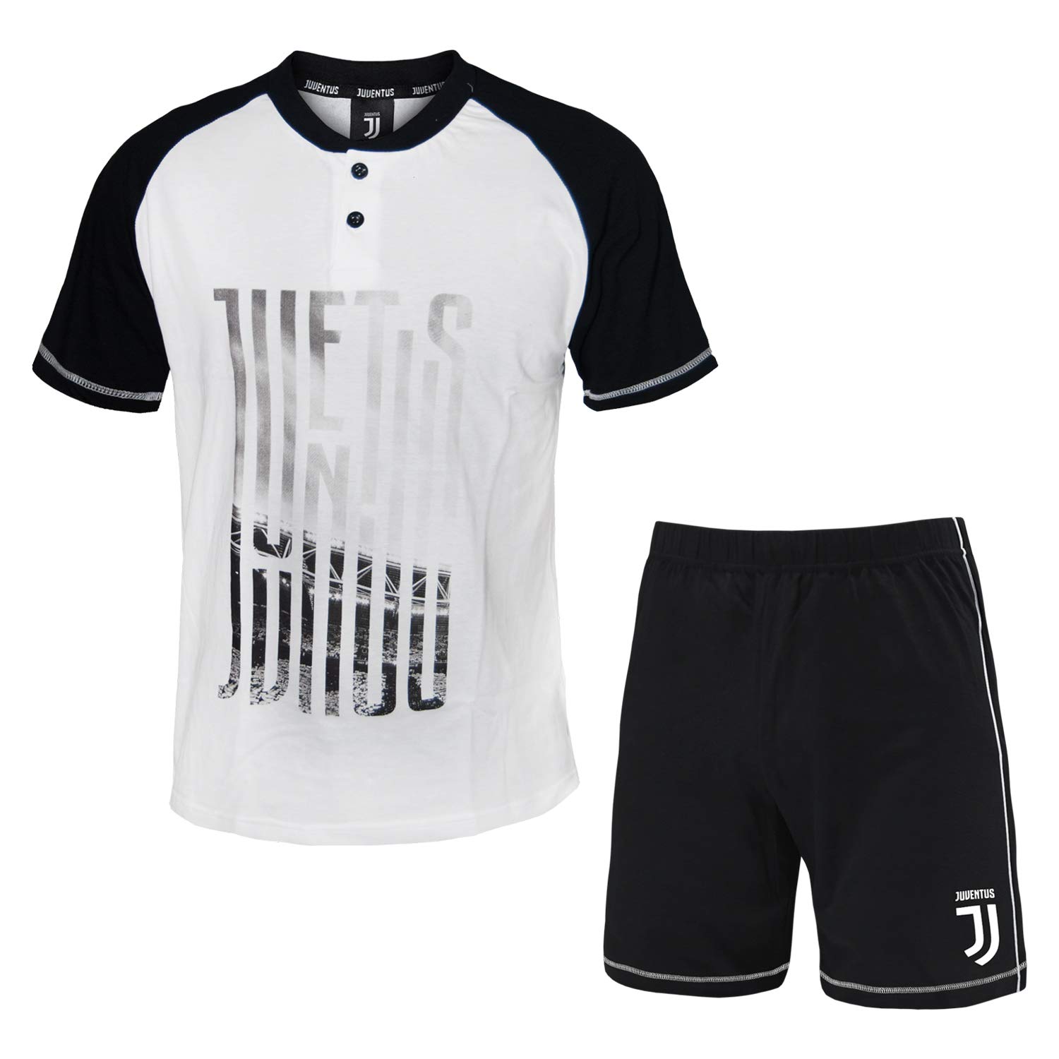 PLANETEX Pigiama Homewear Uomo Juventus Prodotto Ufficiale Cotone Art.14076 (Bianco - XXL / 54)