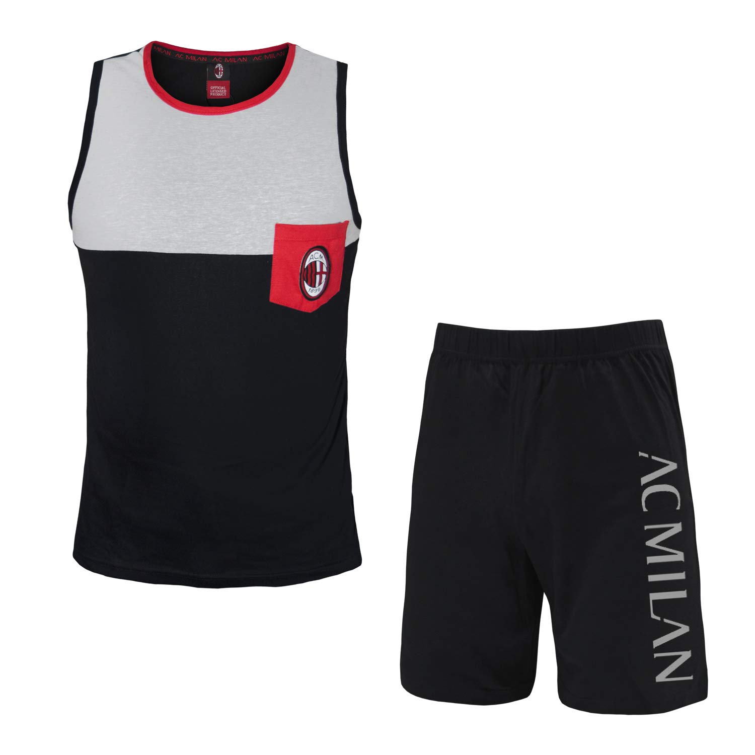 Pigiama Homewear Uomo Milan Prodotto Ufficiale Cotone Art.14077 (Black - S / 46)