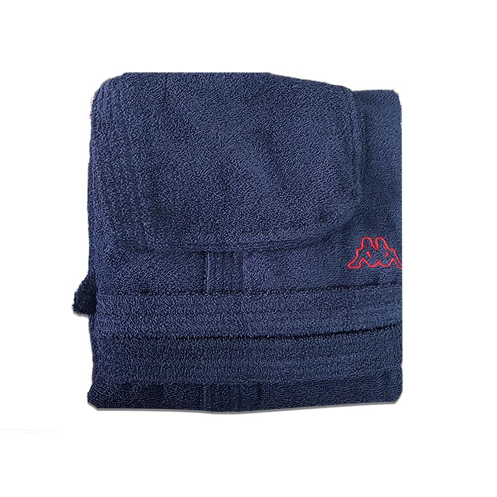 Kappa Accappatoio con Cappuccio Unisex in 100% Cotone di Spugna (S, Blu Navy)