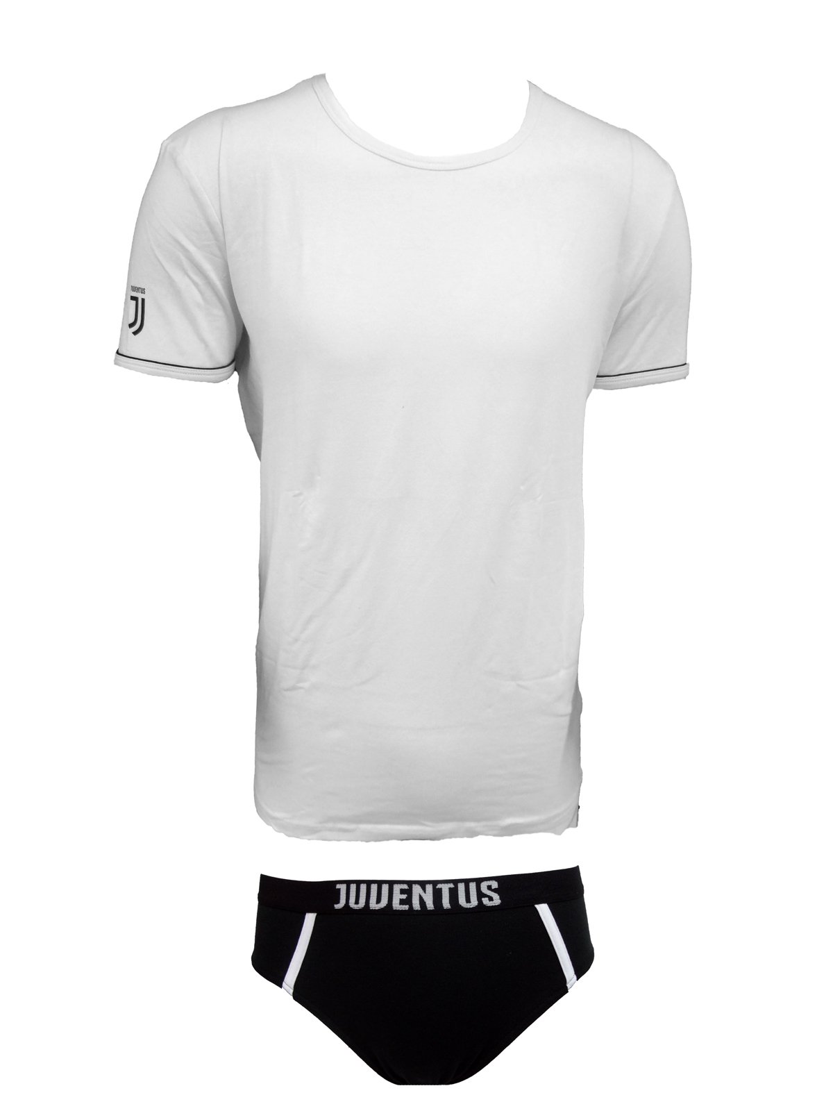 Juventus Coordinato Uomo Slip + t-Shirt Girocollo Cotone Elasticizzato Prodotto Ufficiale Juve Art. JU11056 (S, Bianco)