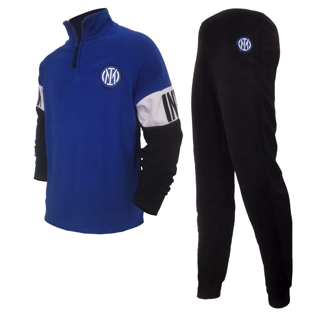 dierre Pigiama Uomo Lungo in Pile Full Zip FC Inter Nuova Collezione Art. IN14134 (Royal, XL)