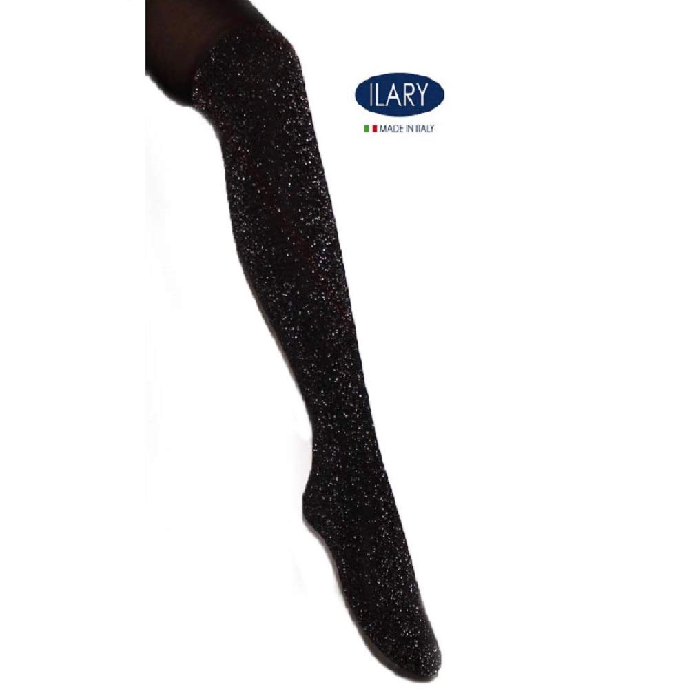 Calze collant donna Moda Fashion finta parigina nero lame Colori Nero Taglia S/M