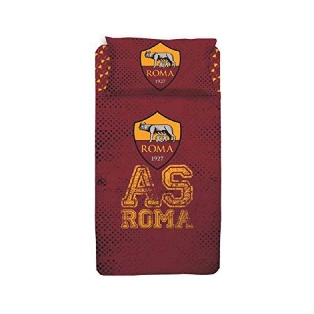 AS Roma 6394673R701 Completo Letto, Cotone, Rosso/Giallo, Singolo, 150 x 280 cm
