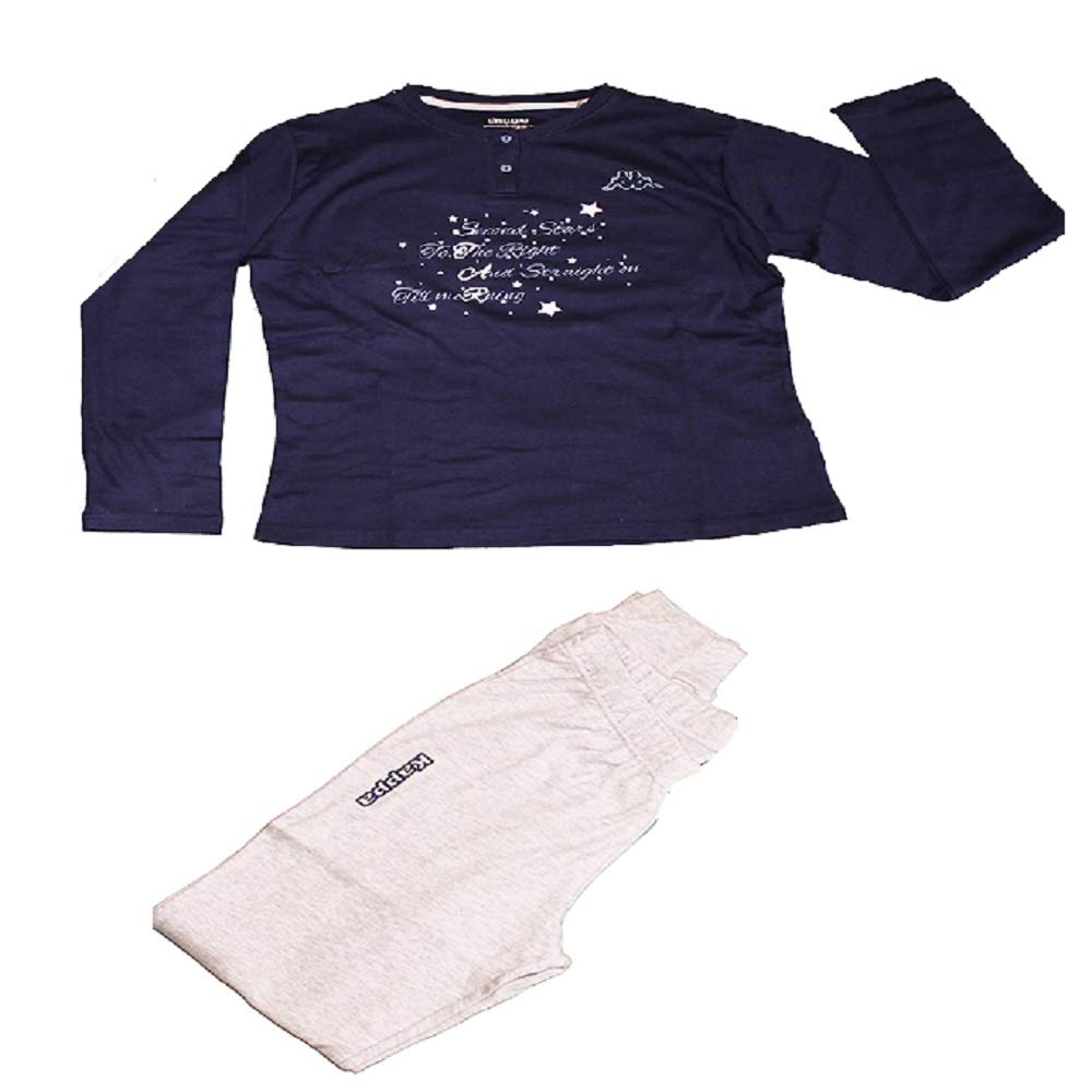 Kappa Pigiama Donna 2 col. e 4 Tg. caldo cotone Colori Blu Taglia S