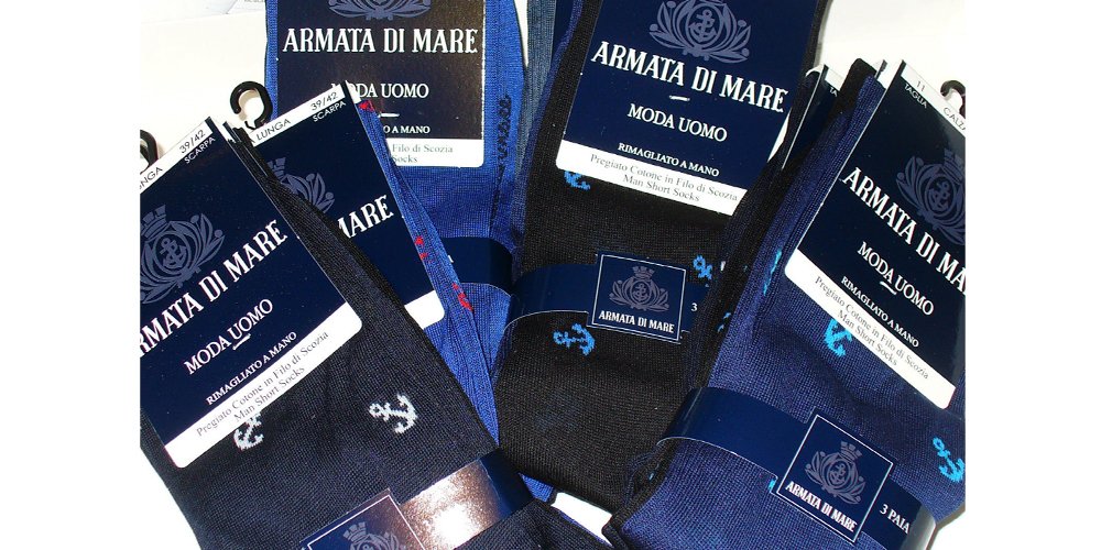 Armata di mare Calza Lunga Uomo caldo cotone Rimagliato a mano Tg.4045 Colori Confezione Mista Taglia 40-45 EU
