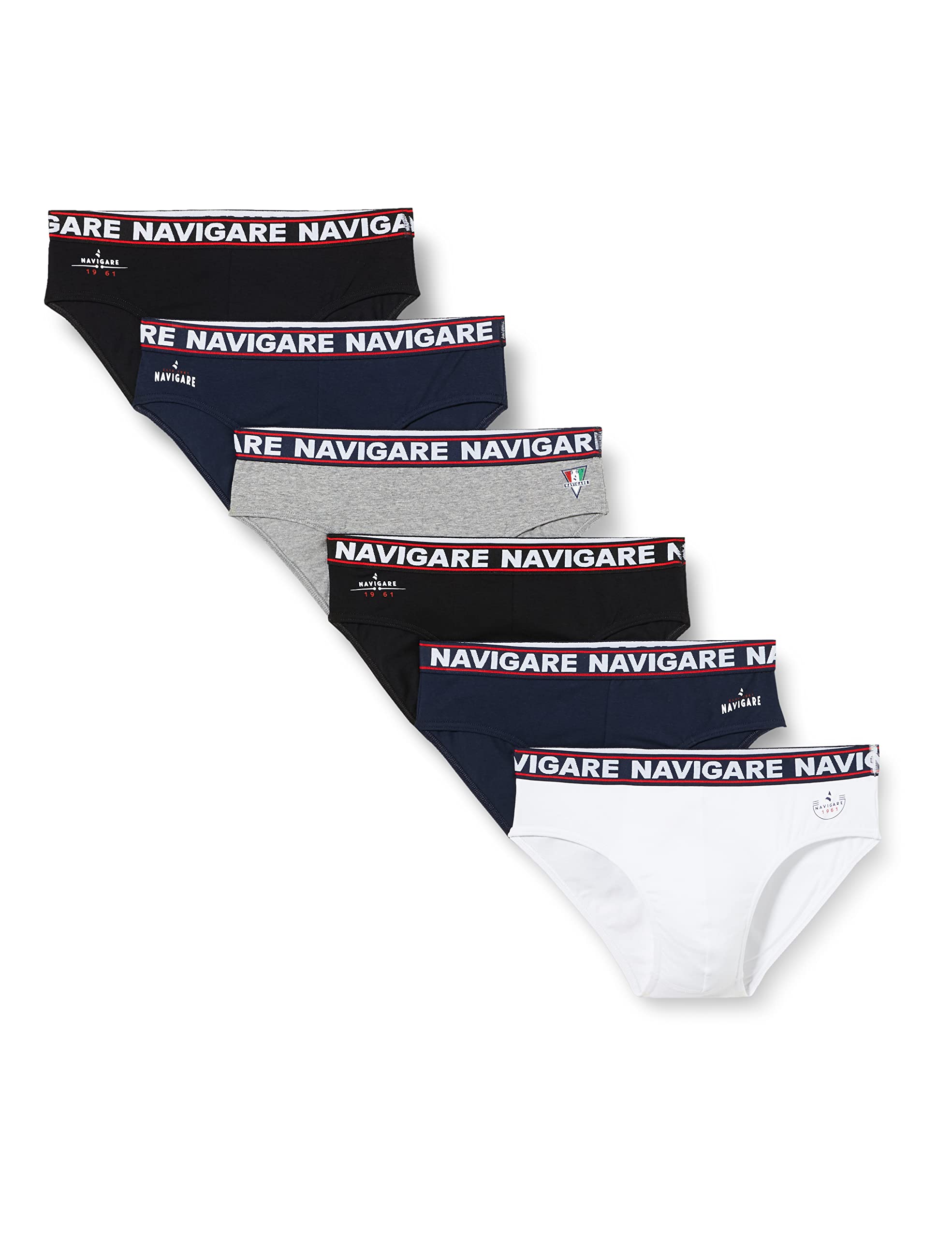 Navigare 324 (Pacco Da 6), Slip Uomo, Multicolore (Bianco/ Nero/Antracite/ Navi), S confezione da 6