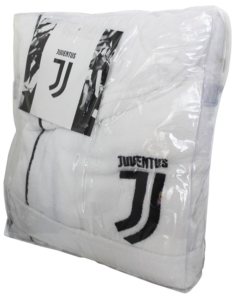 NUOVO LOGO ACCAPPATOIO CON CAPPUCCIO UFFICIALE FC JUVENTUS TG S M L XL XXL BIANCO NERO 100% MICRO SPUGNA PURO COTONE UOMO (M - 4