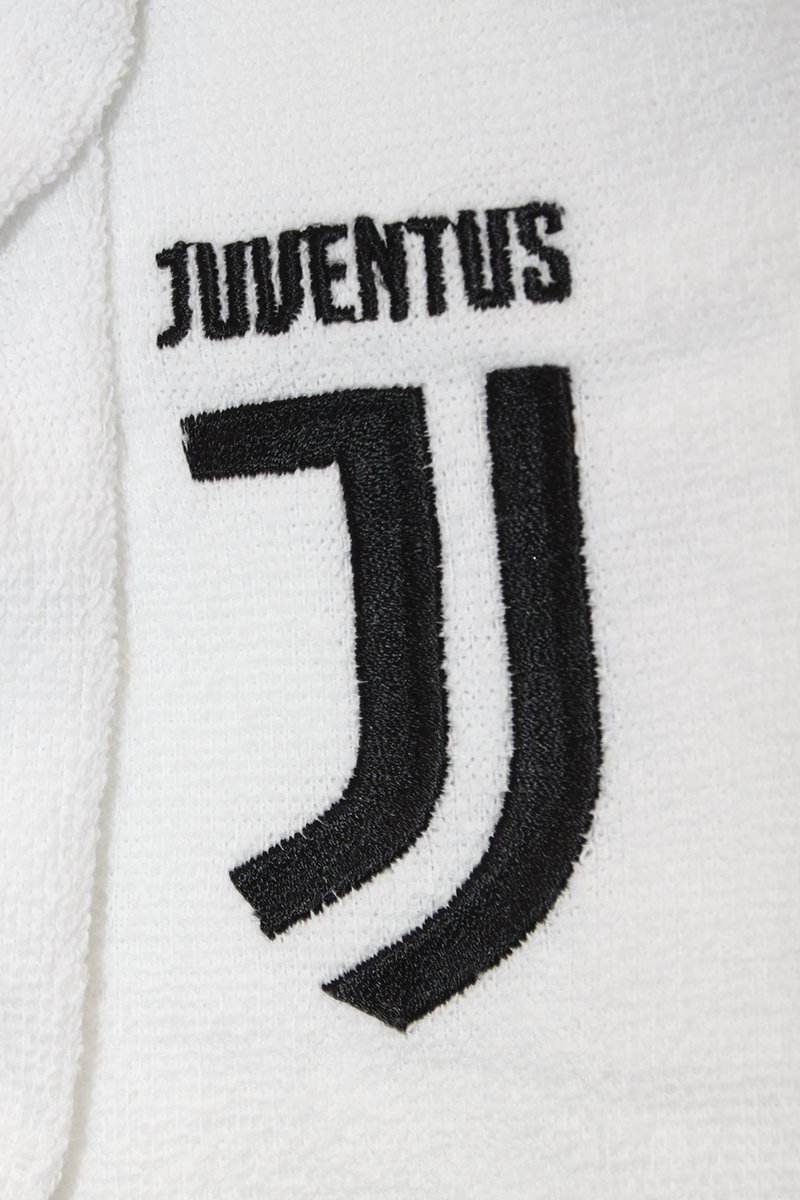NUOVO LOGO ACCAPPATOIO CON CAPPUCCIO UFFICIALE FC JUVENTUS TG S M L XL XXL BIANCO NERO 100% MICRO SPUGNA PURO COTONE UOMO (M - 4