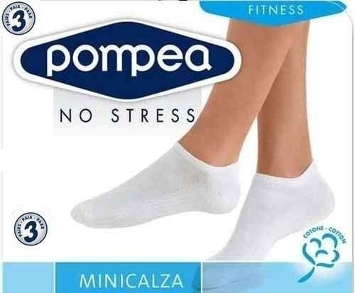 Pack 6 Paia Fantasmini Uomo POMPEA Blu Nero Bianco Cotone (6 Paia Bianco - 39 / 42)