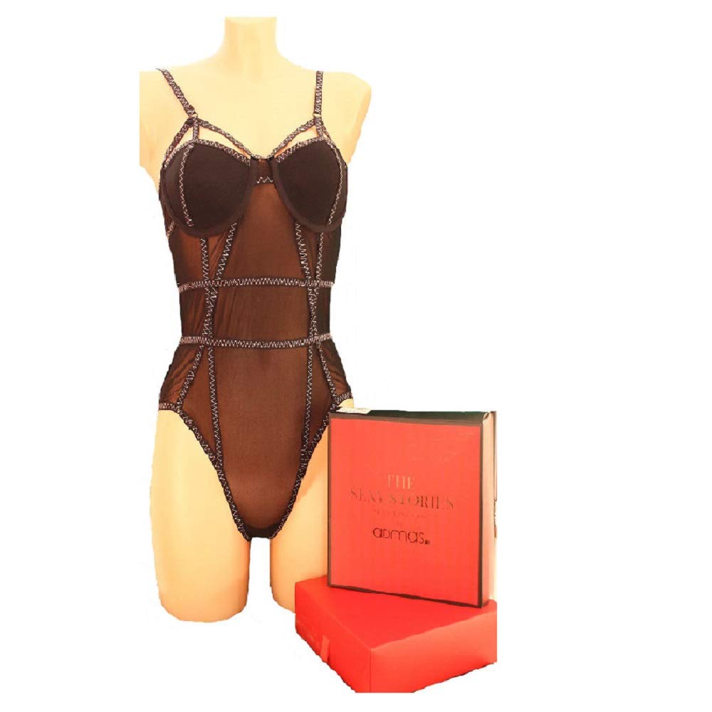 Sexy Body con strisce ad elastico e velo regalo San Valentino AADMAS43041 Colori Nero Taglia S