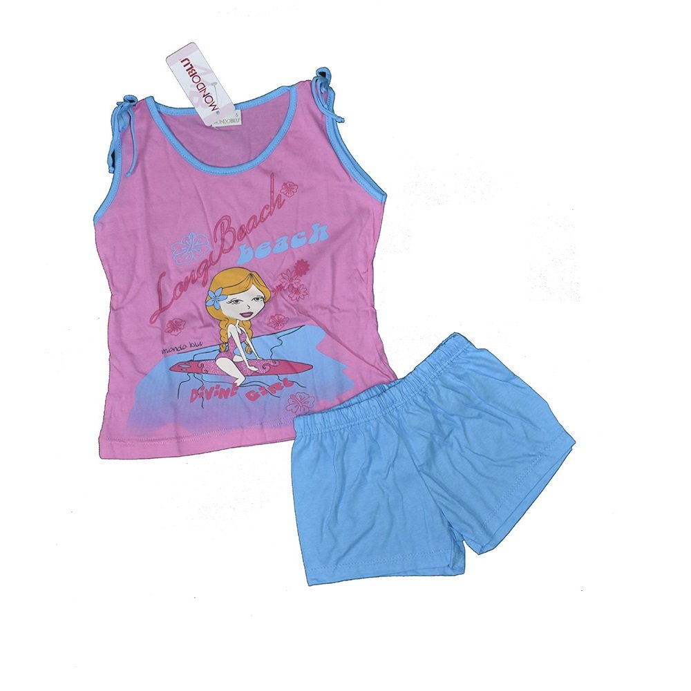 Pigiama Bimba Estivo MGiromanica e Pantaloncino Cotone A235108 Colori Fuxia Taglia 8