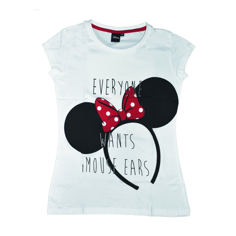 Disney Maglia T-shirt Ragazza Minnie MManica Bianco Cotone Jersey AWD41045 Colori Bianco Taglia XL