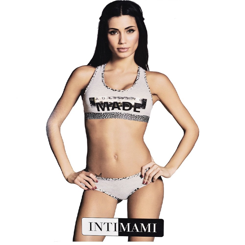 INTIMAMI Completino Donna Corpetto Brasiliana Fantasia Leopardata AINTIMID222BS Colori Grigio Taglia S