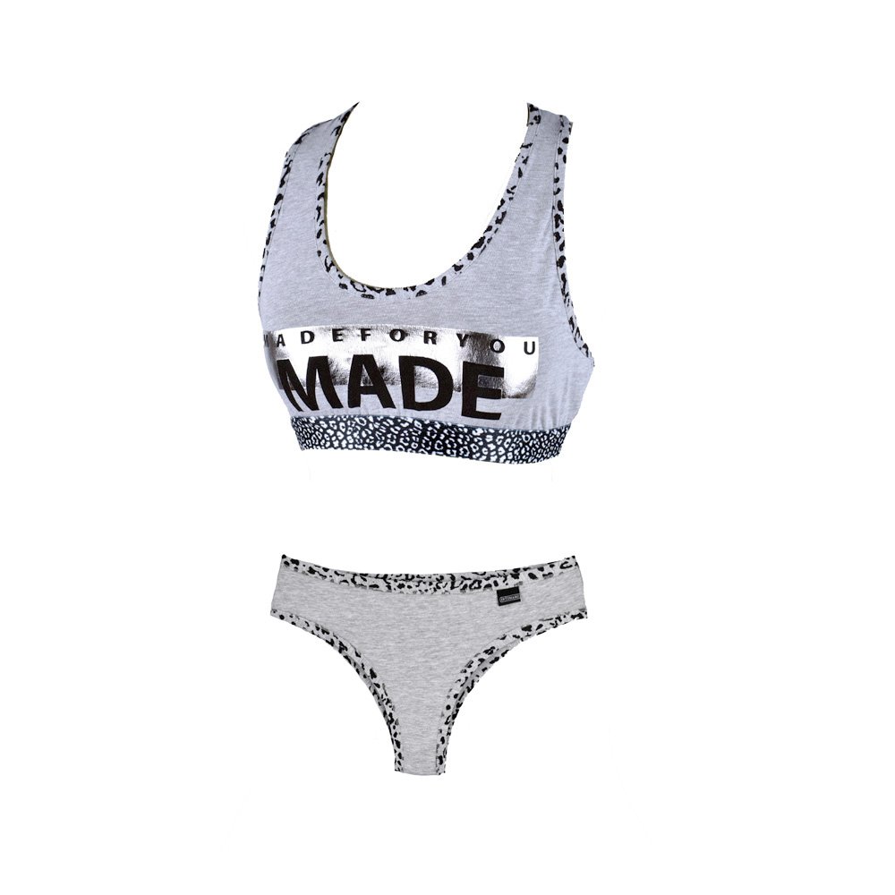 INTIMAMI Completino Donna Corpetto Brasiliana Fantasia Leopardata AINTIMID222BS Colori Grigio Taglia S