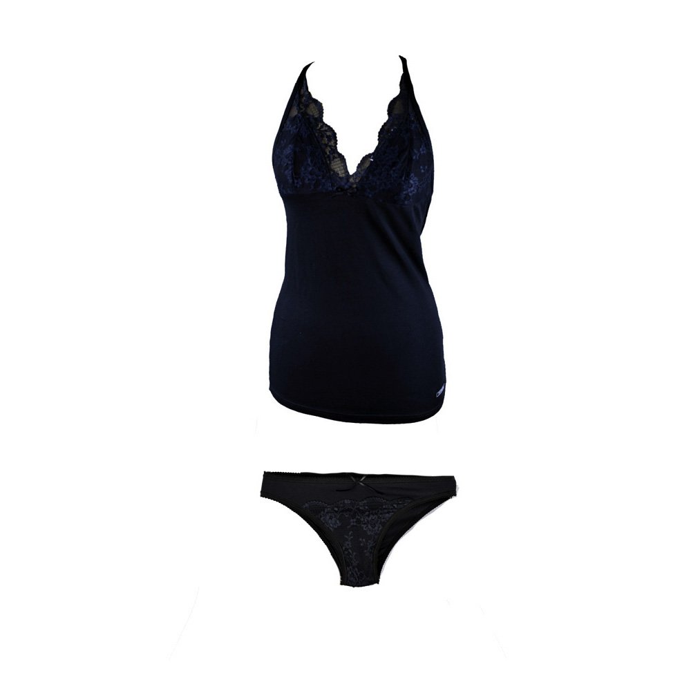 INTIMAMI Completino Donna Canotta e Slip pizzo Colore Nero AINTIMID242SSS Colori Nero Taglia L