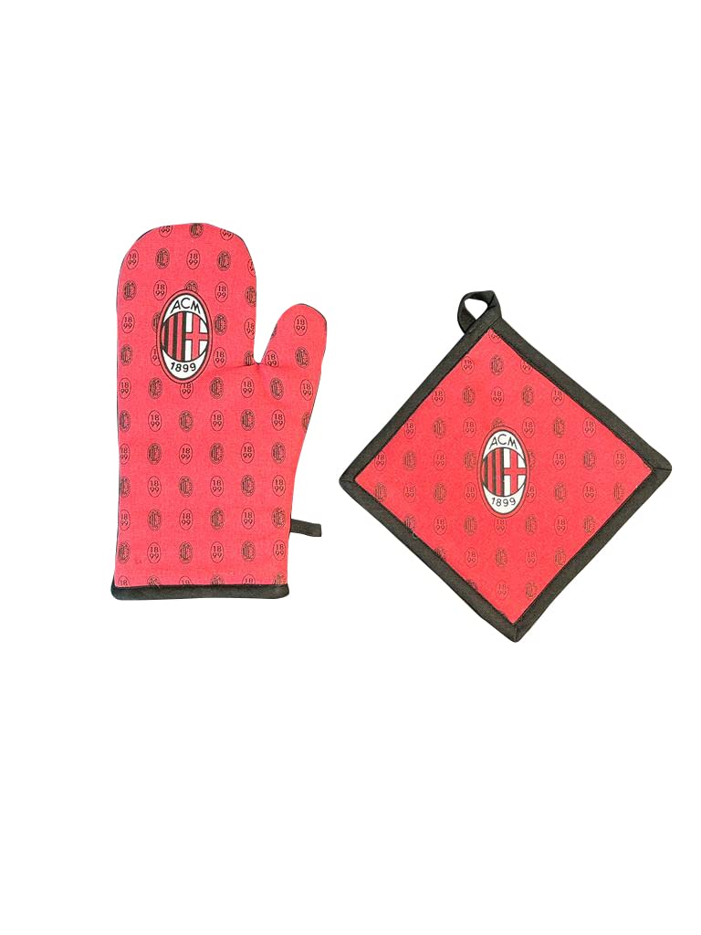 AC Milan | Guanto Forno + Presina Cucina | Set Barbecue | Prodotto Ufficiale