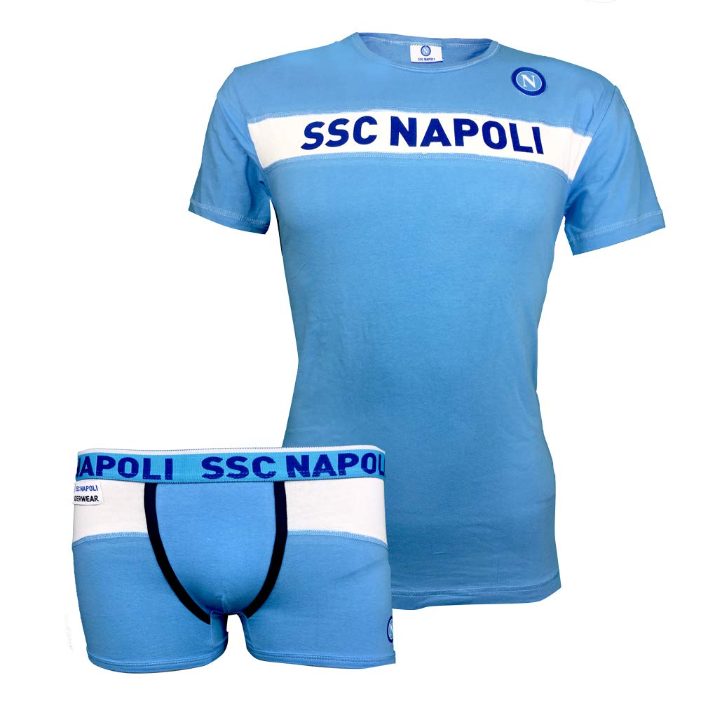ssc napoli Coordinato Maglia E Boxer (15/16 Anni, Celeste)