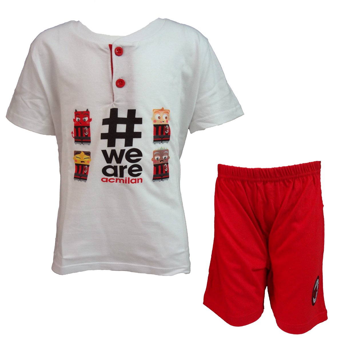 AC Milan Pigiama Bambino Corto Mezza Manica Prodotto Ufficiale Art. MI16046 (Bianco, 4 Anni)