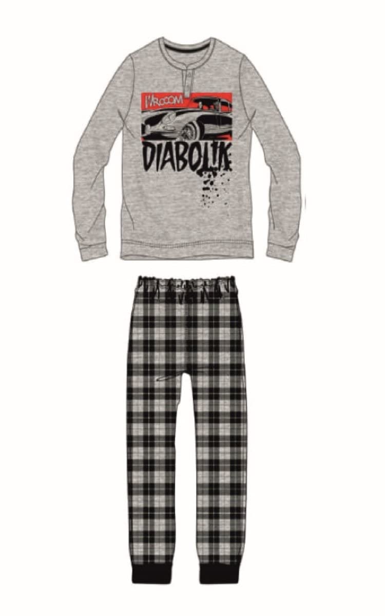 SABOR Diabolik Pigiama Uomo Caldo Cotone 4033 (Grigio Melange, S)