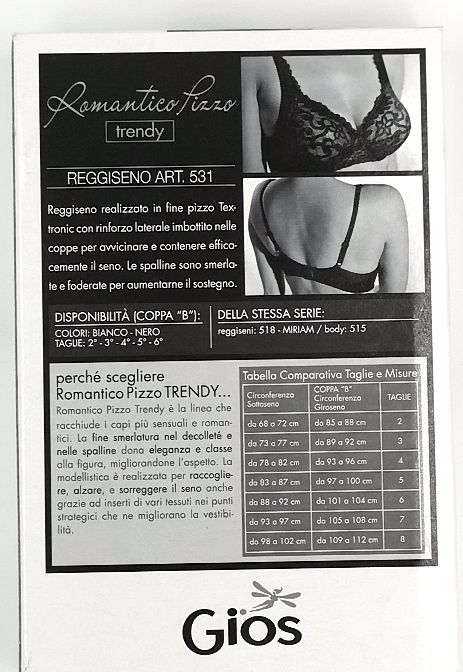 GIOS Reggiseno Romantico Pizzo 531 (TG. 3 CIRCON. Sottoseno 73/77, Bianco)