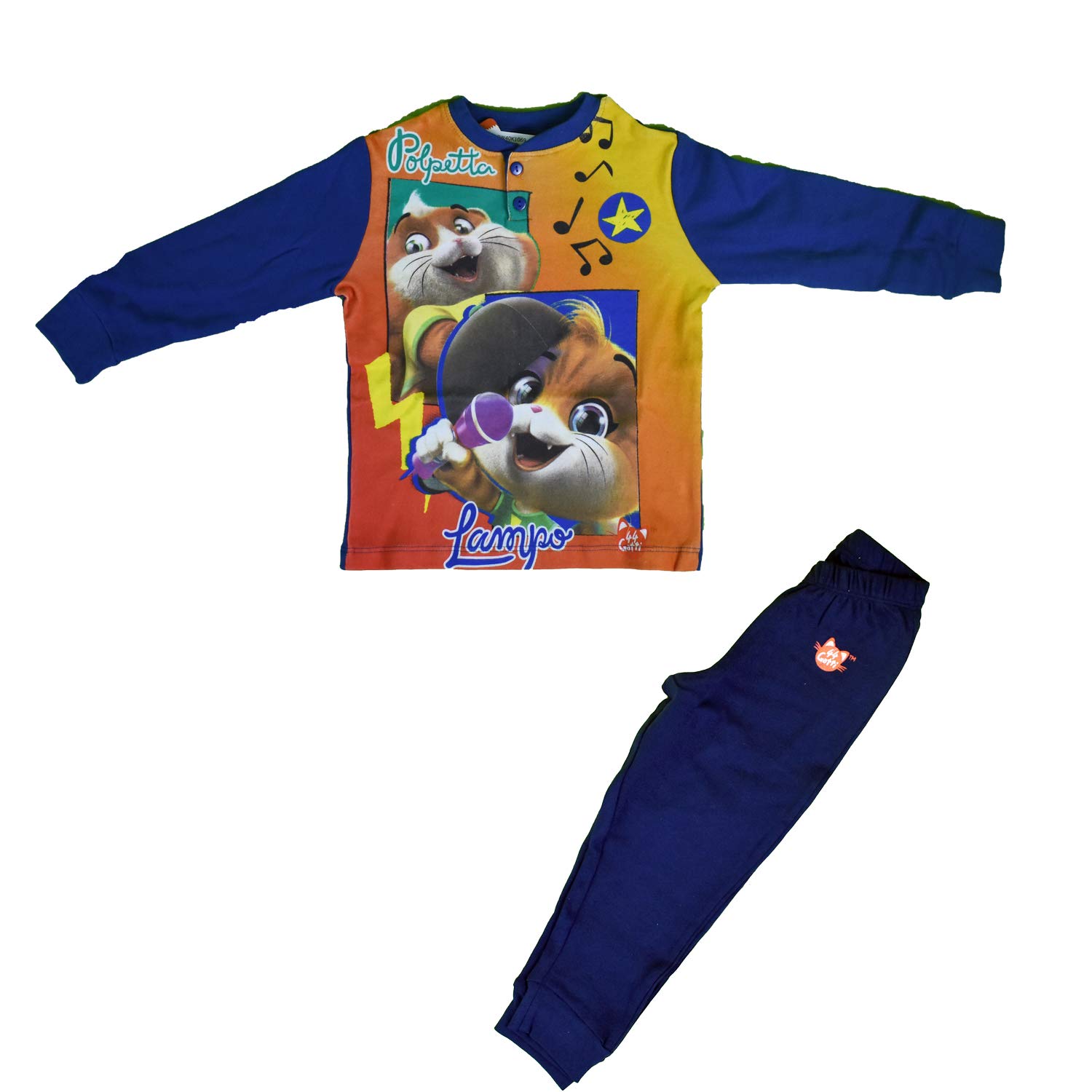 OriginalIntimo PIGIAMA BAMBINO PERSONAGGI 44 GATTI DUE COLORI CALDO COTONE Colori Royal Taglia 6