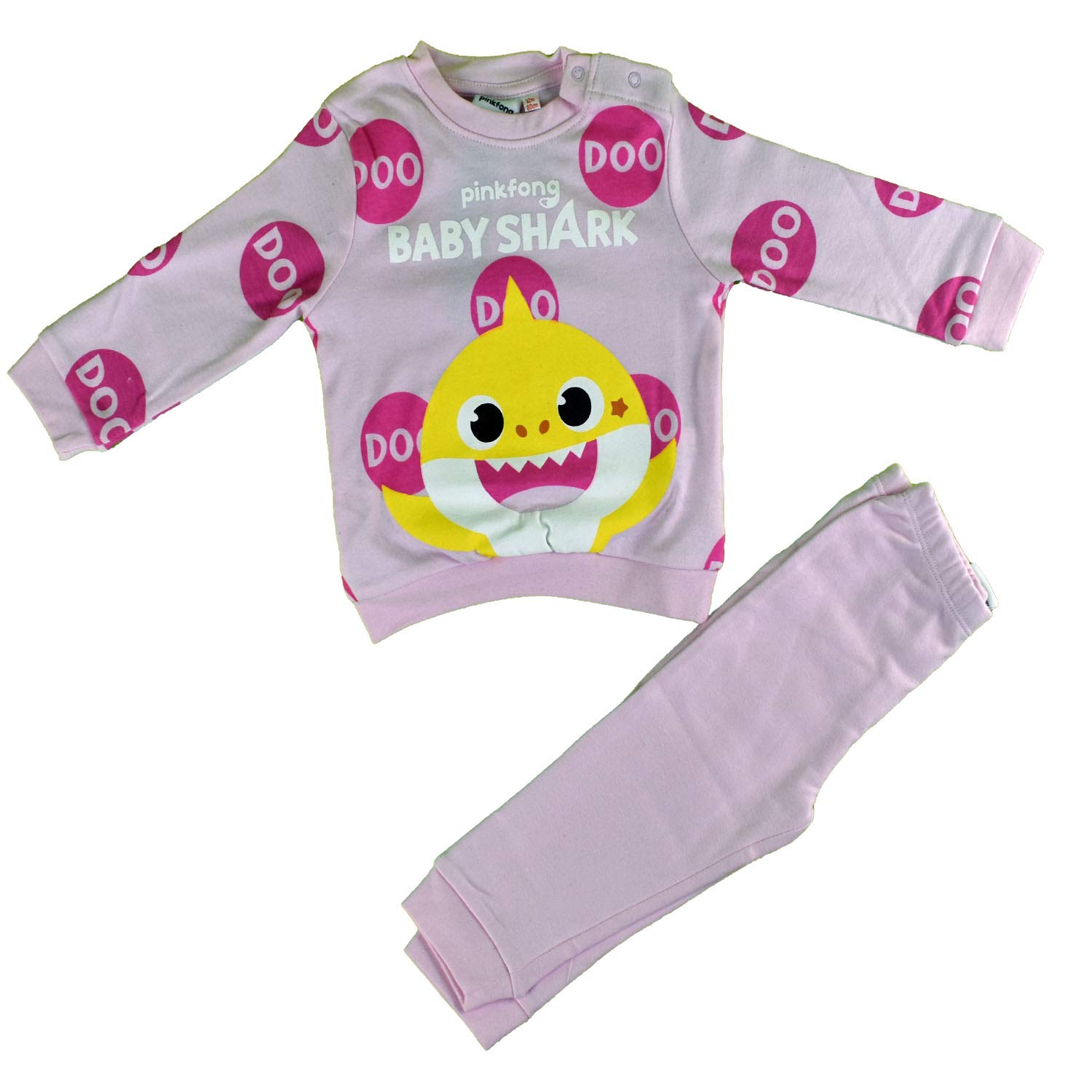 PIGIAMA BAMBINA LUNGO BABY SHARK,CALDO COTONE IN DIVERSI COLORI Colori Grigio Melange Taglia 18 Mesi