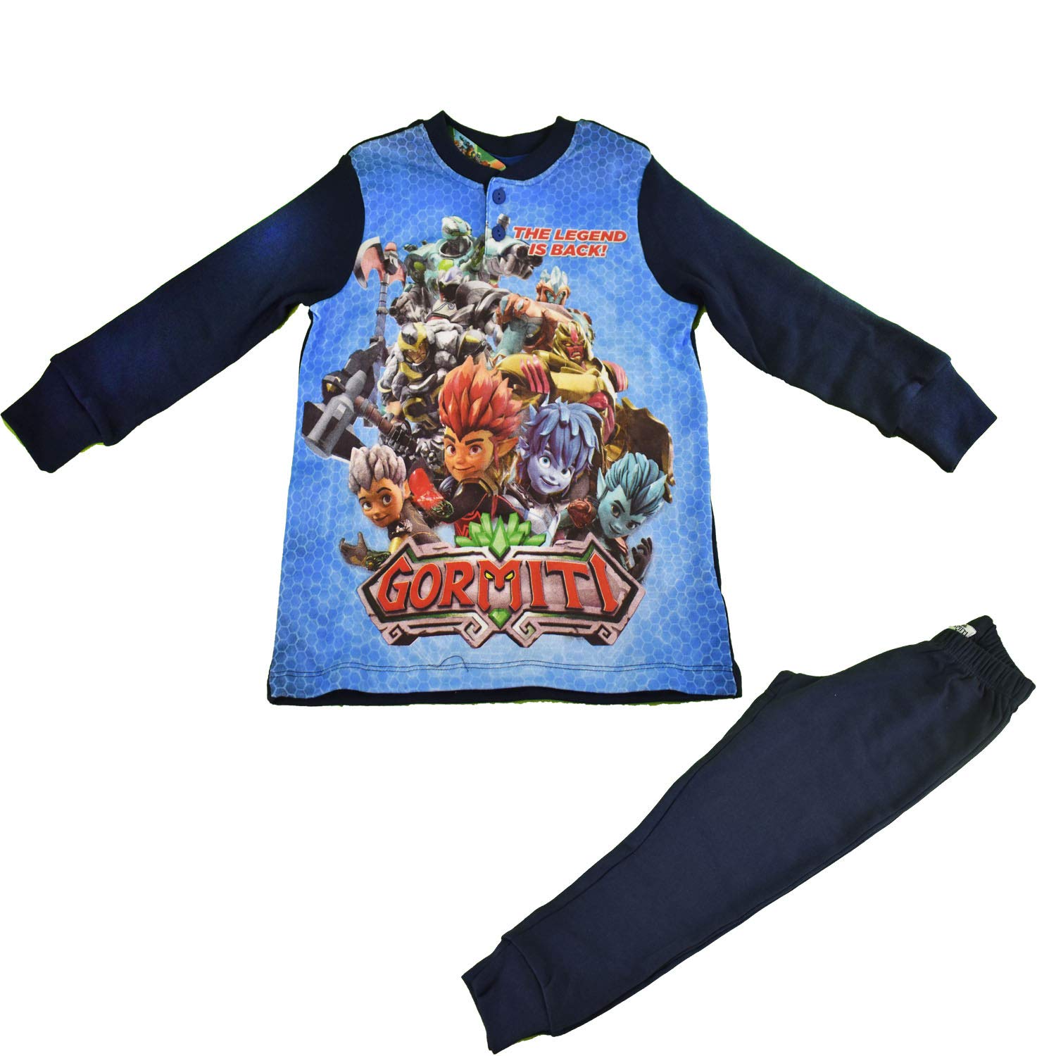 OriginalIntimo PIGIAMA CALDO COTONE PERSONAGGIO GORMITI,IN 2 VARIANTI DI COLORI Colori BLU MEDIO Taglia 5