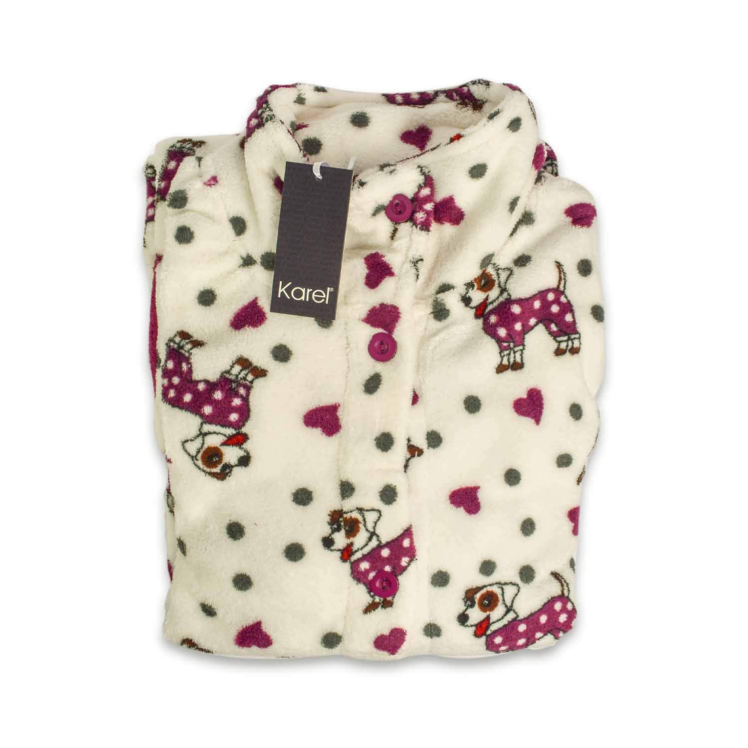 OriginalIntimo Vestaglia Donna in tessuto coral fleece caldo Morbido invernale con bottoni Colori Rosa Taglia S
