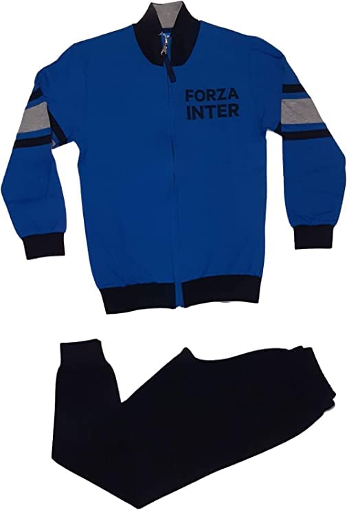 SICEM Pigiama Uomo Inter,Caldo Cotone,Mezza Zip,Disponibile in 2 Colori Art 14096 Colori Royal Taglia S
