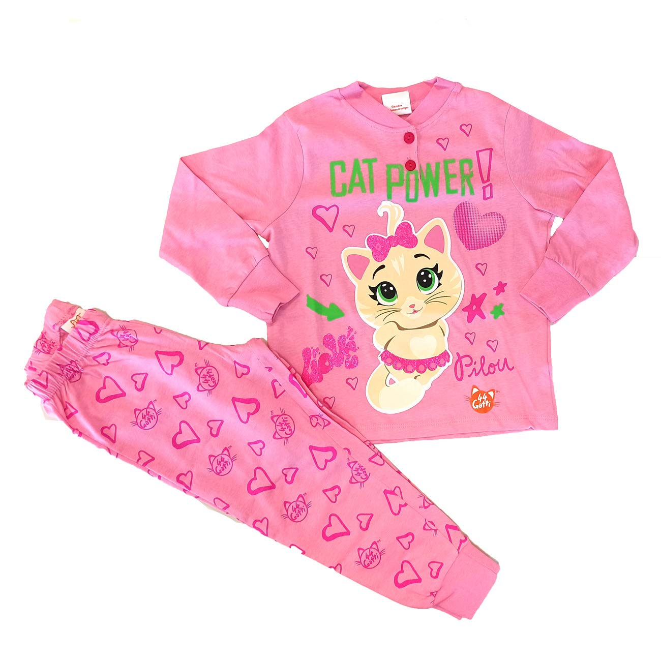 Sabor Pigiama Bambina Lungo in Cotone 44 Gatti Art. 4976 (6 Anni, Rosa)
