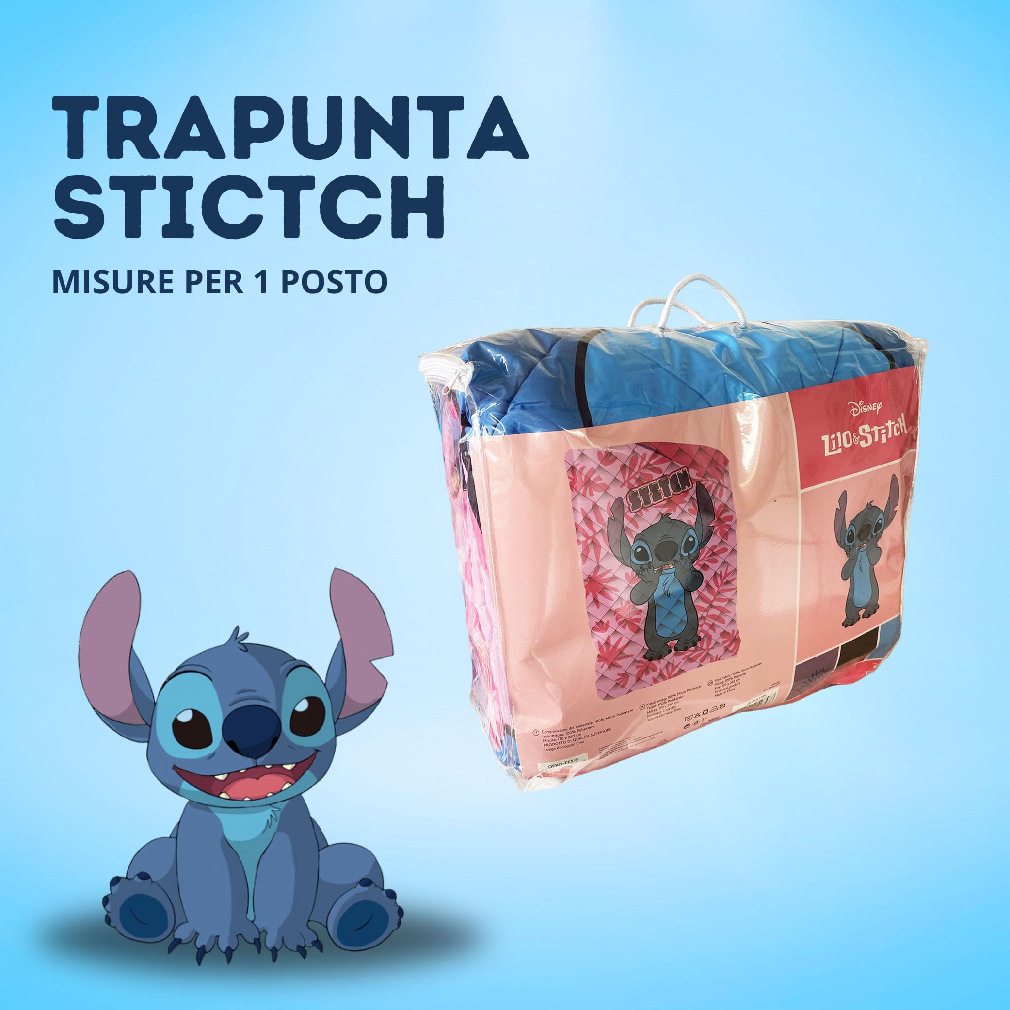Original Spider-Man Disney Barbie Trapunta Piumone per Letto Singolo 170x260 Moda Egidio (Stitch)