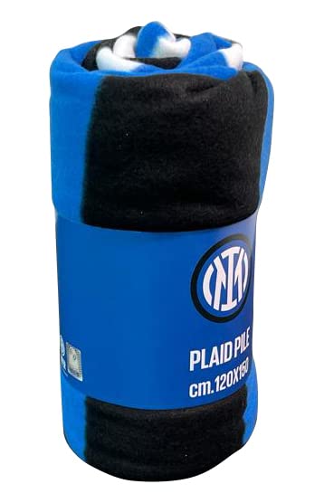 Inter | Coperta Plaid In Pile | 120x150 | Nero/Azzurro | Prodotto Ufficiale