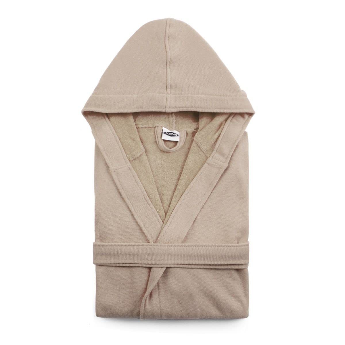 Novia Pompea accappatoio Uomo Donna con cappuccio Microspugna (jersey) (L/XL, Beige)