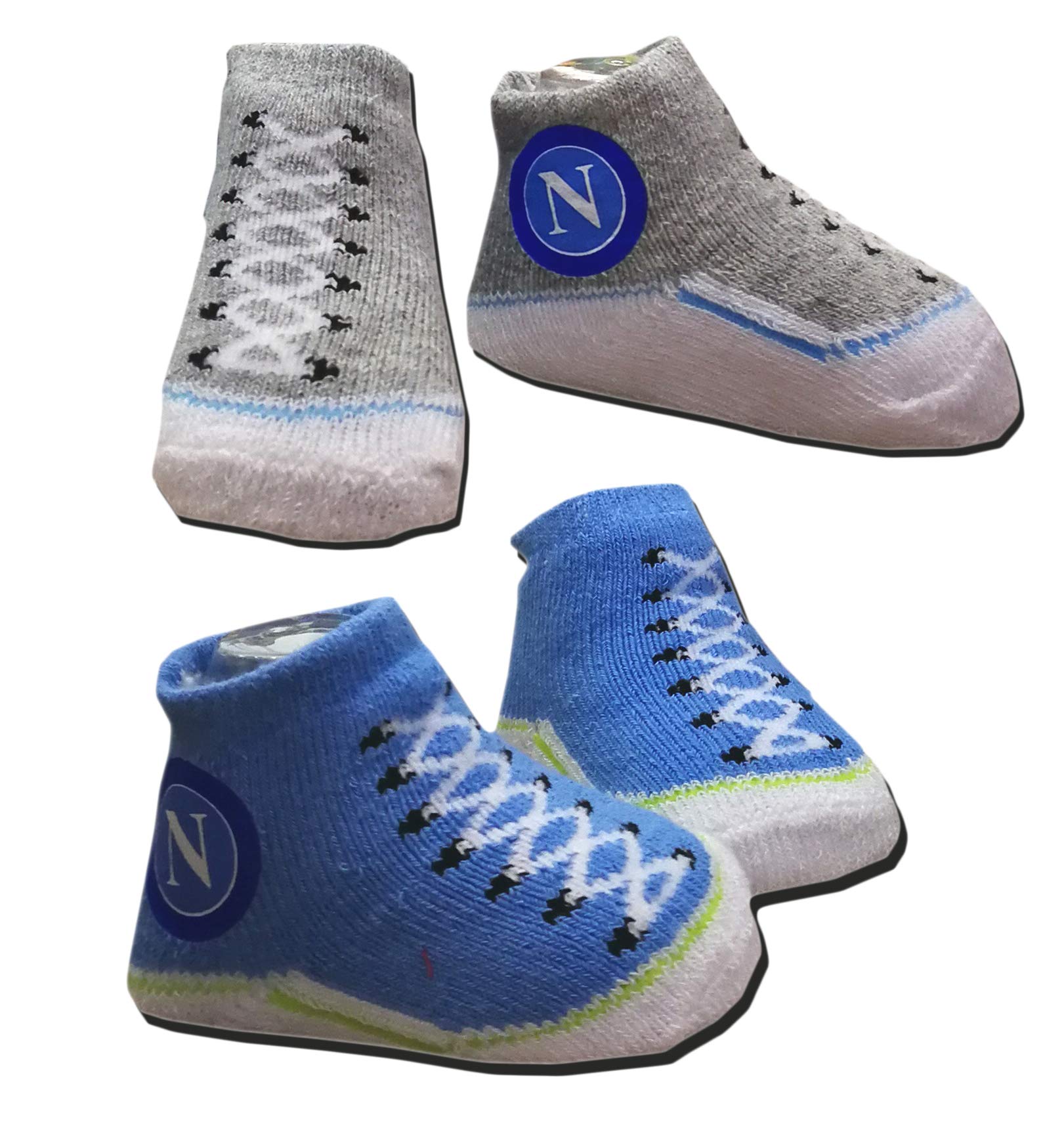 ssc napoli CALZINI NEONATO AZZURRO GRIGIO TAGLIA 0-6 MESI N9059