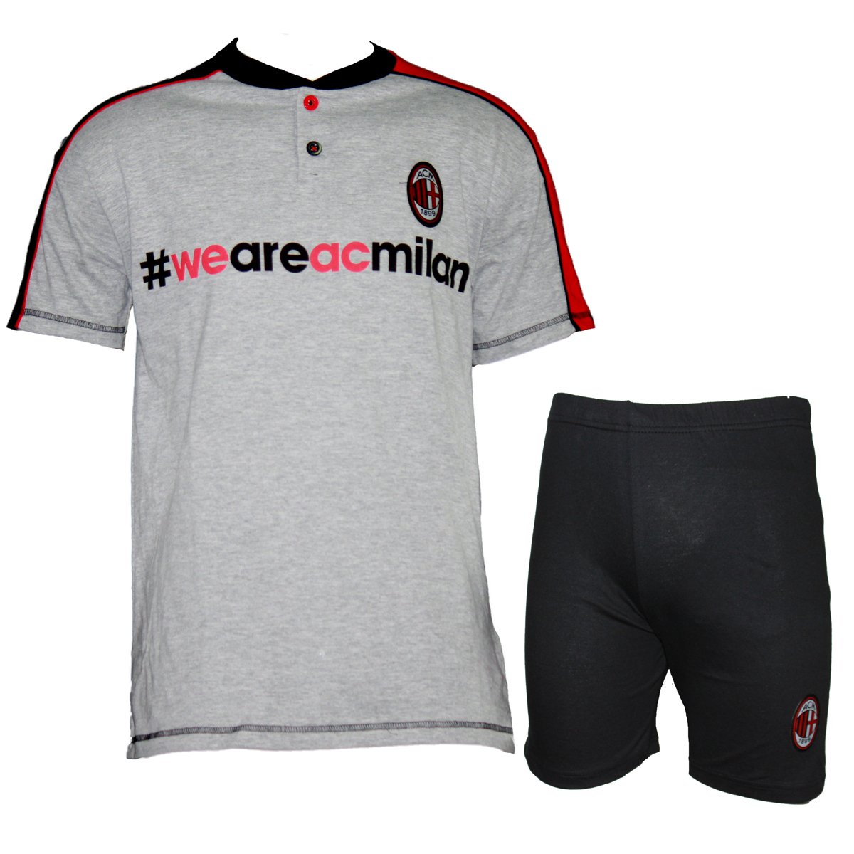 AC Milan Pigiama Ragazzo Corto Mezza Manica Prodotto Ufficiale Art. MI15066 (Grigio, 12 Anni)