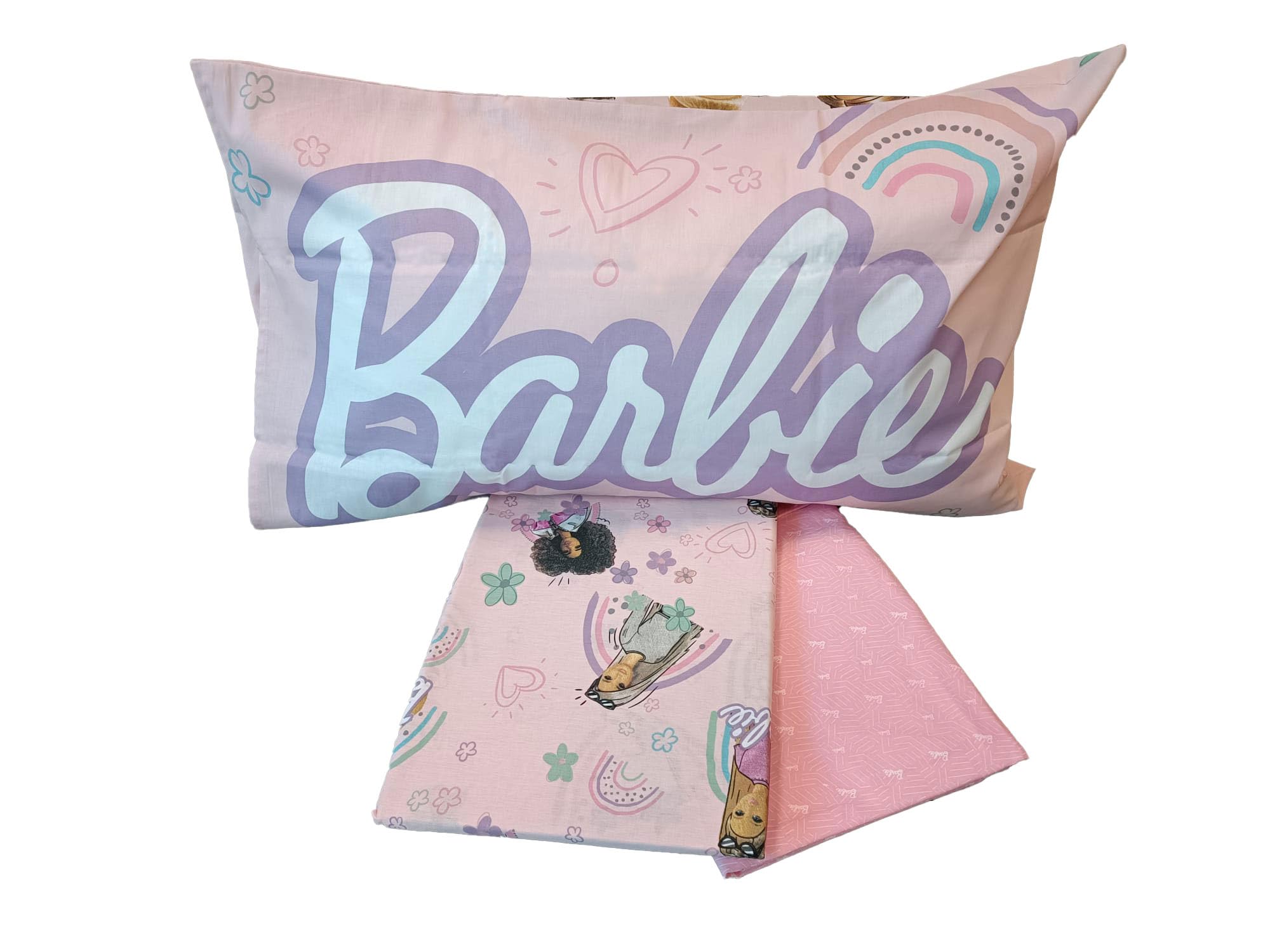 Barbie, Lenzuolo Singolo, Set Completo Letto, Rosa, Bimba, Lenzuola Cameretta, Lenzuolo Sopra, Lenzuolo Con Angoli, Federa 50x80