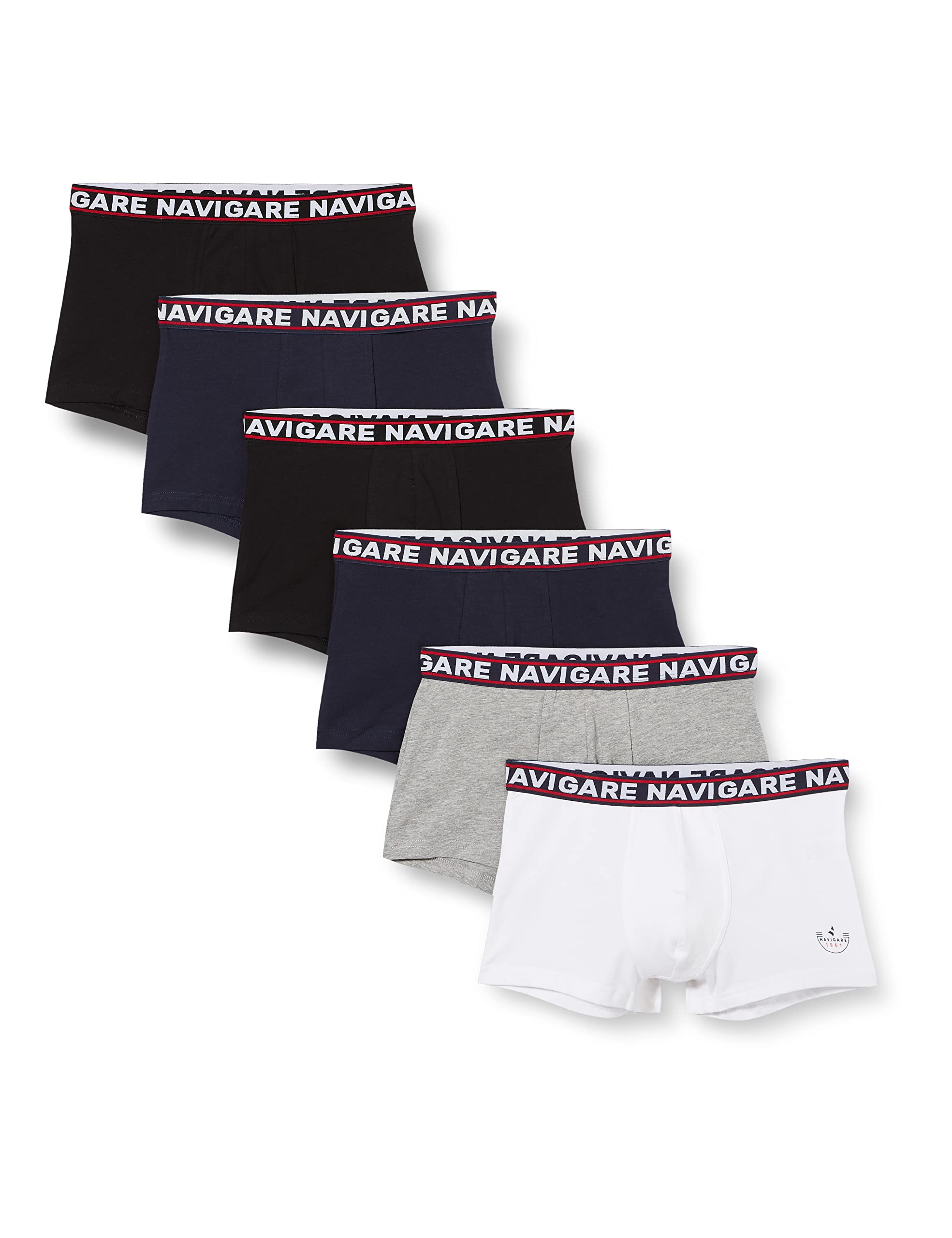 Navigare 322 Boxer, Multicolore (Bianco/Nero/Antracite/Navi), X-Large (Taglia produttore:6), Pacco da 6, Uomo