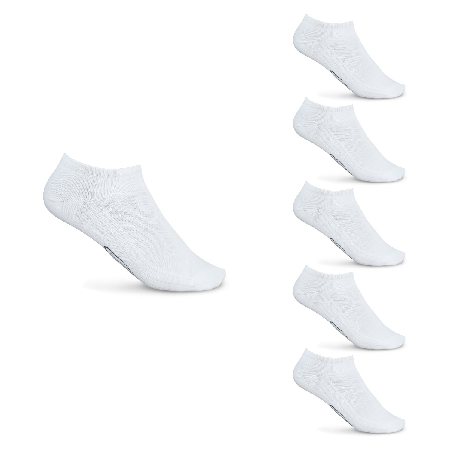 POMPEA Pack 6 Paia Fantasmini Donna Nero Bianco Lolita Cotone (6 Paia Bianco - 39/42)