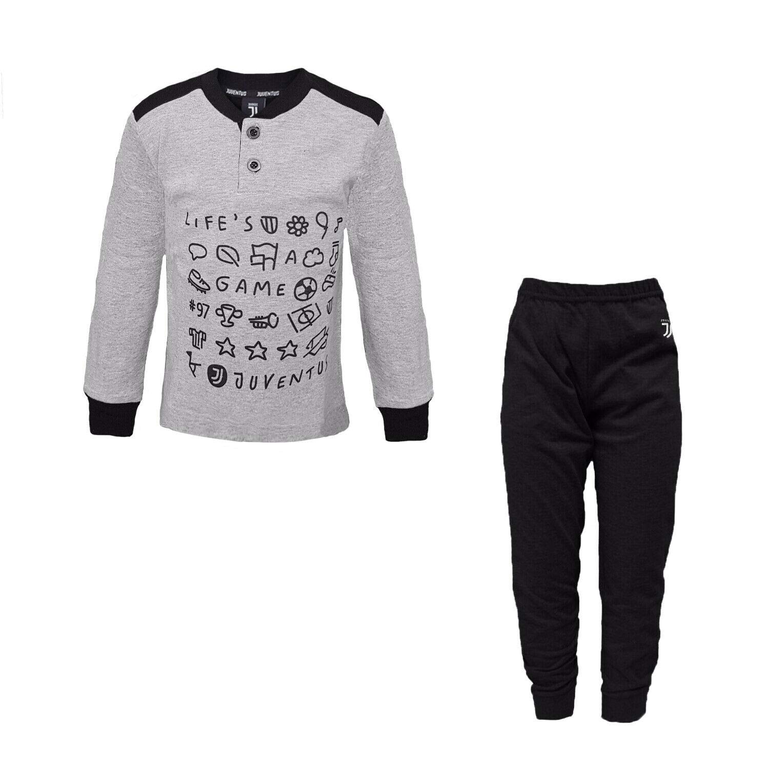 hermet Juve Pigiama Bambino in Caldo Cotone Prodotto Ufficiale JU16060 (7, Grigio)