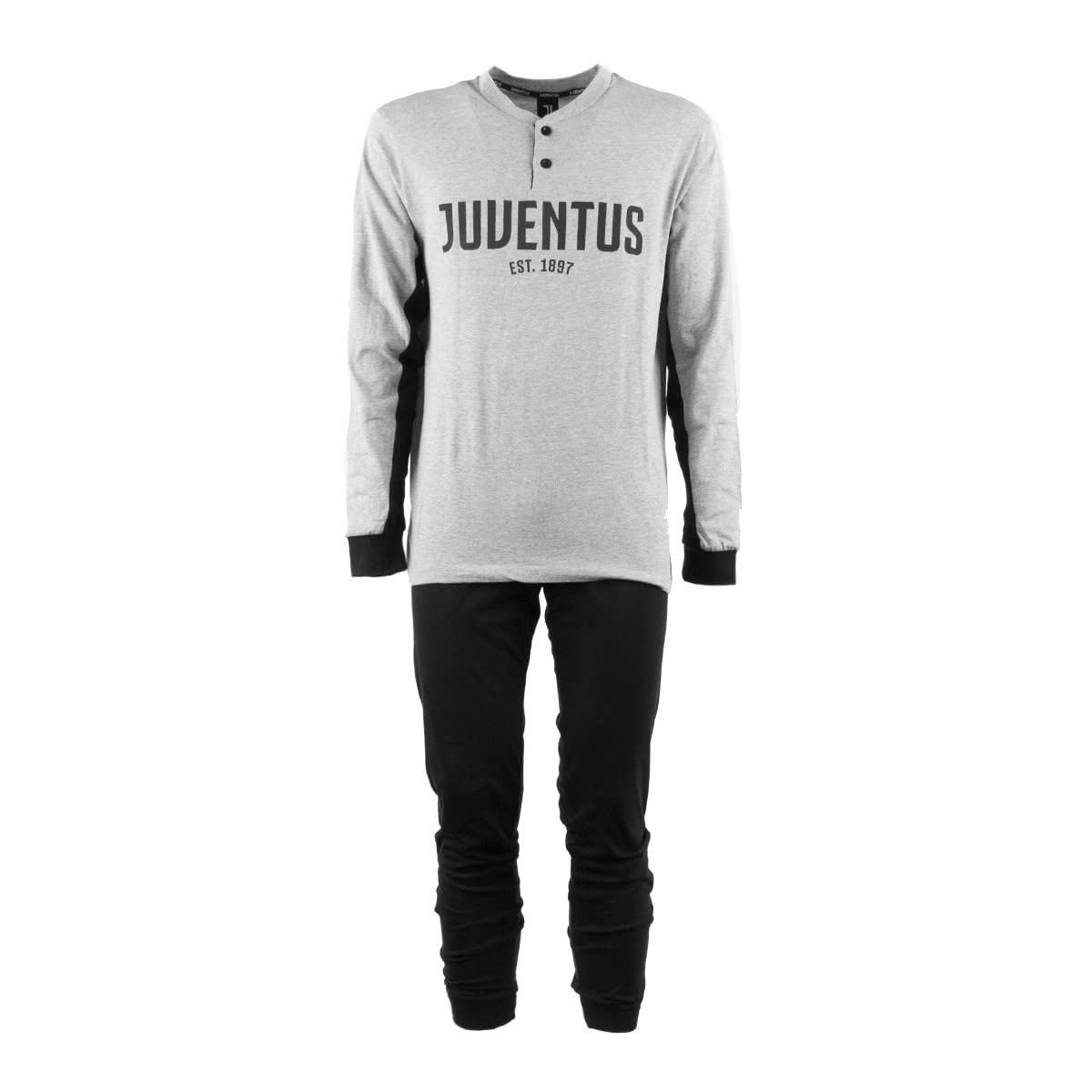 Juventus Pigiama Homewear Uomo Prodotto Ufficiale Cotone Leggero Pigiama Serafino Manica Lunga e Pantalone Lungo in Diversi Colo