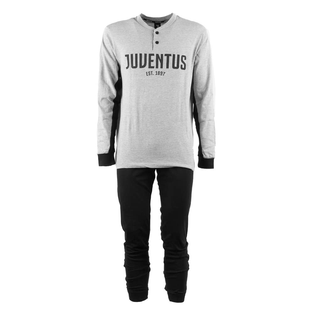 Juventus Pigiama Homewear Uomo Prodotto Ufficiale Cotone Leggero Pigiama Serafino Manica Lunga e Pantalone Lungo in Diversi Colo