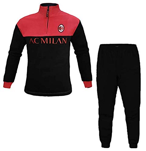 Milan Pigiama Uomo Lungo in Pile Mezza Zip AC Prodotto Ufficiale Art. MI14085