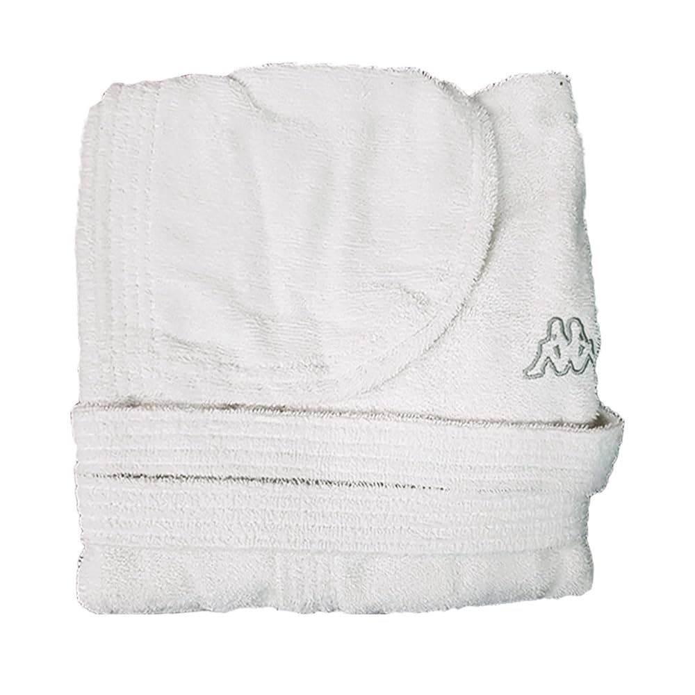 Kappa Accappatoio con Cappuccio Unisex in 100% Cotone di Spugna (S, Bianco)