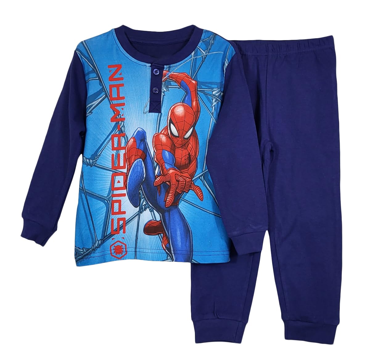 dolcecasabiancheria Pigiama Bambino Lungo in Caldo Cotone Invernale Spiderman Uomo Ragno 0560 Navy (6 Anni)