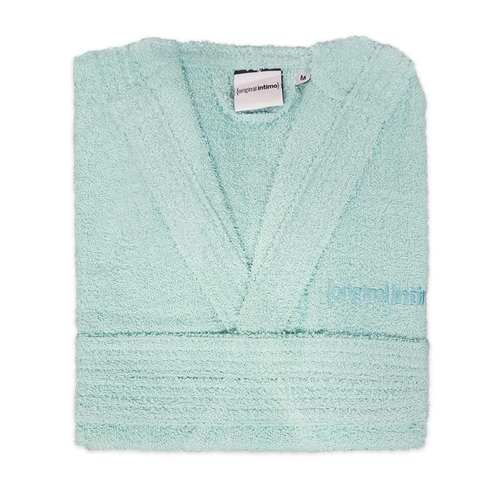 ORIGINAL INTIMO Accappatoio in spugna Unisex con cappuccio 100% cotone (XL, ACQUA MARINA)