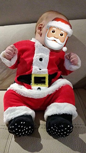EMMEBIVI Tutina neonato Ciniglia Natalizia vestito e cappello Babbo Natale A354-2