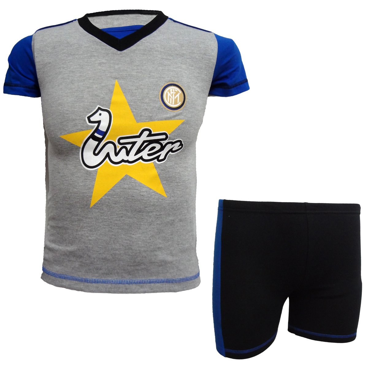 Inter Pigiama Bambino Corto Mezza Manica FC Prodotto Ufficiale Art. IN16046 (Grigio, 7 Anni)